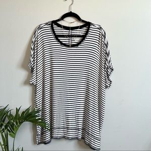 TIME+TRU Striped Shirt in White + Black